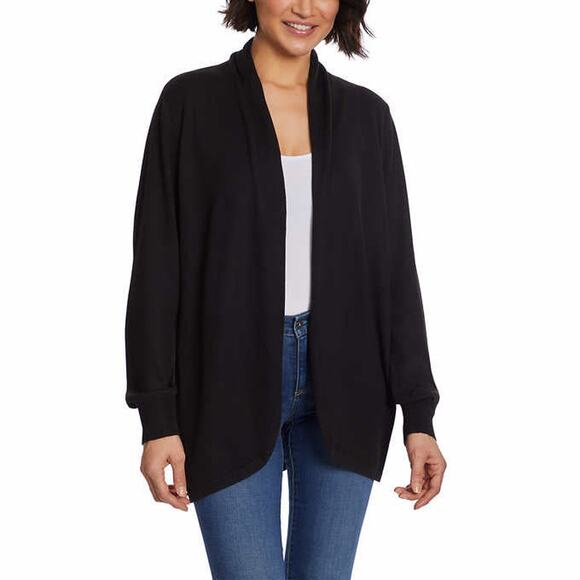 Ella Moss Karla Open Front Cozy Black Long Knit Cardigan Sweater Oversized Small - Picture 1 of 14
